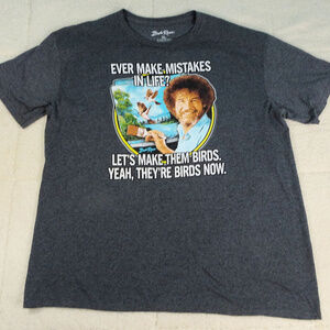 Bob Ross Gray "Ever Make Mistakes..." Gray Tee XL